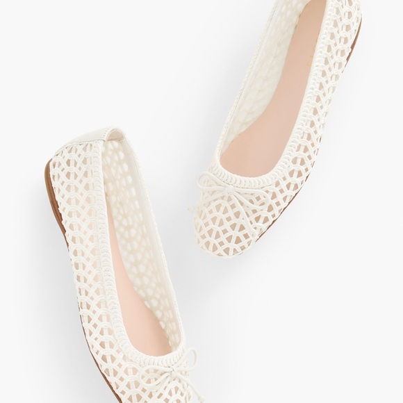 Talbots Shoes - Talbots Elegant White Lace Ballet Flats-10m